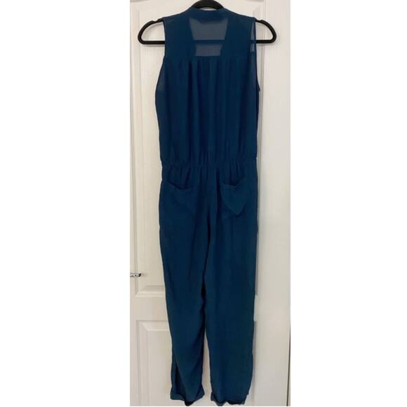 Zara Basic Beaded Surplice Neckline Jumpsuit Navy Blue - M‎ - Picture 10 of 10
